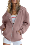 Trendy Queen Womens Zip Up Hoodies Oversized Sweatshirts (Style CF31)