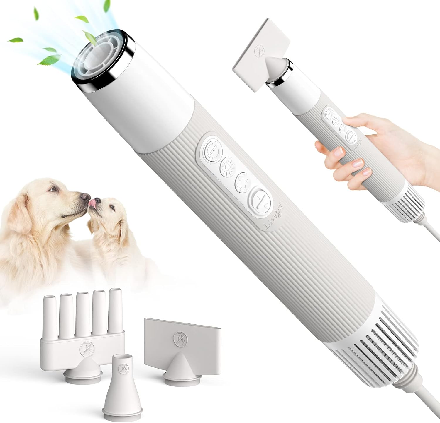 Portable High Velocity Dog Dryer - Less Noise, Smart Temp Control