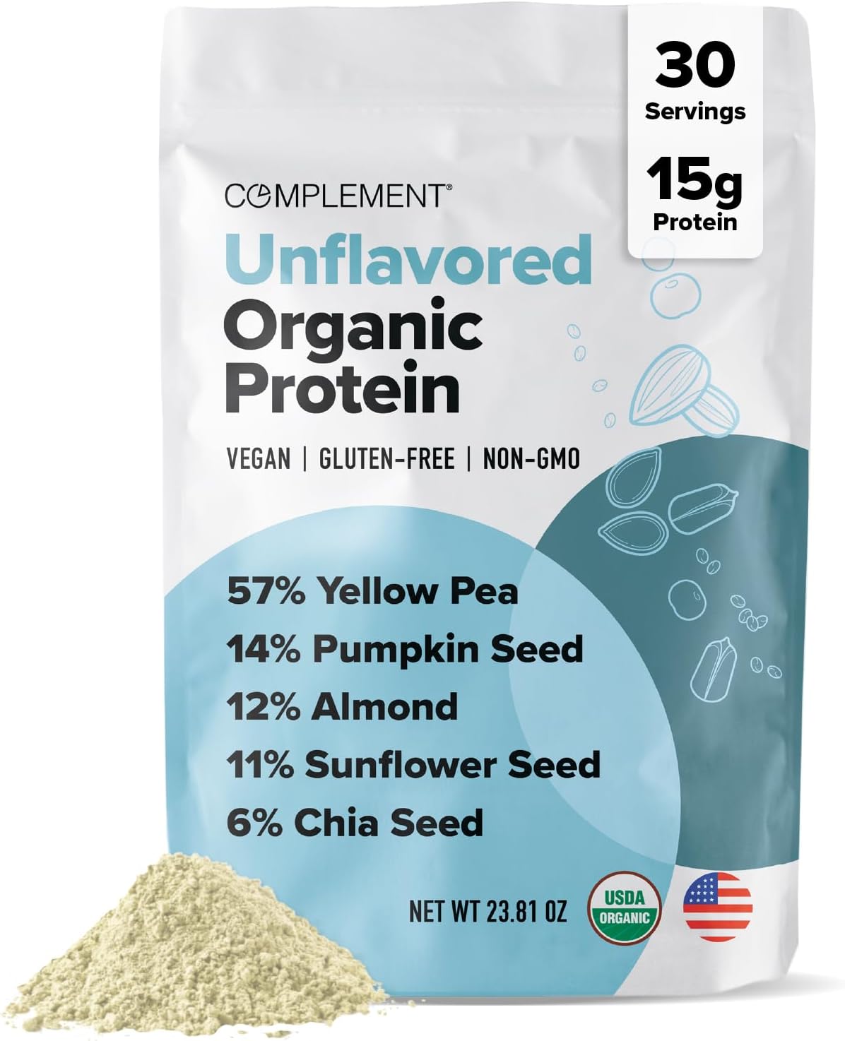 Complement Organic Unflavored Vegan Protein Powder for Health