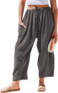 Womens Linen Wide Leg Pants - Super Baggy Summer Palazzos