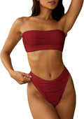 Strapless Textured Bandeau Bikini Two Piece - Flattering Fit ZAFUL