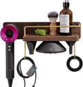 Dyson Supersonic Hair Dryer Wall Mount Stand Holder - Walnut Wood