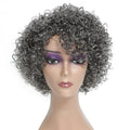 HUA Grey Glueless Human Hair Short Curly Wig - Ready to Wear