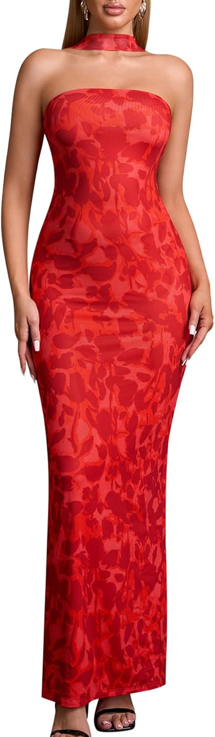 Elegant Summer Bodycon Maxi Dress for Women - Halter Neck Style