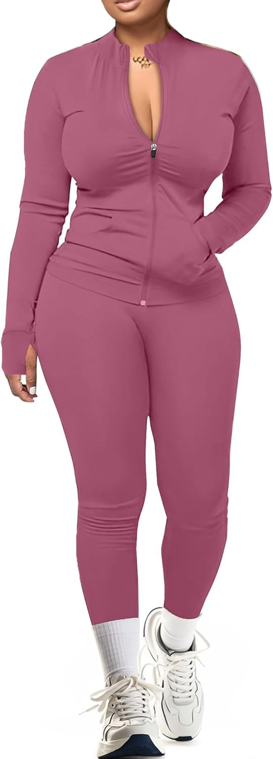 UOUA Two Piece Outfits Women Tracksuit for Gym Workout Set