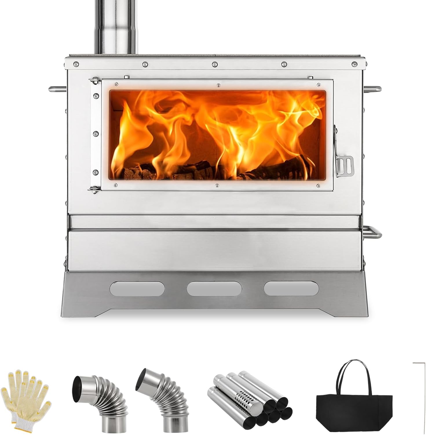 Portable Wood Stove with View Glass for Outdoor Comfort