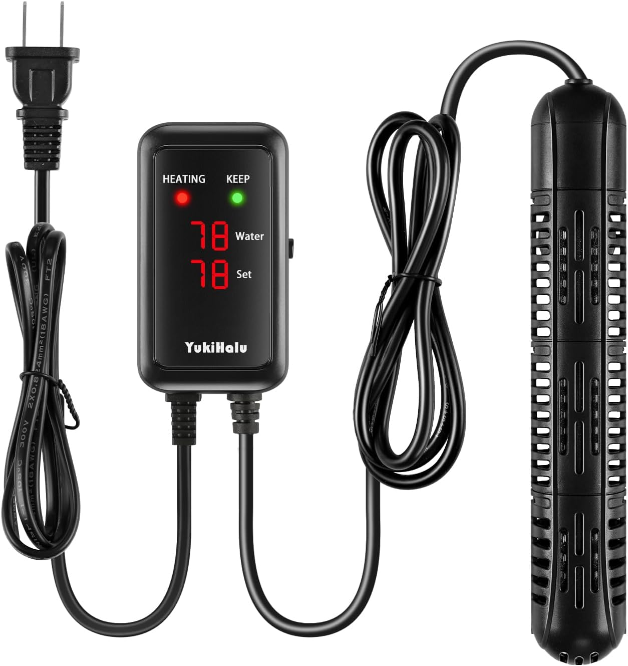 YukiHalu 200W Aquarium Heater with Protective Case for Fish Tanks
