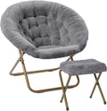 Cozy Chair with Footrest Ottoman Faux Fur Saucer Chair - X-Large