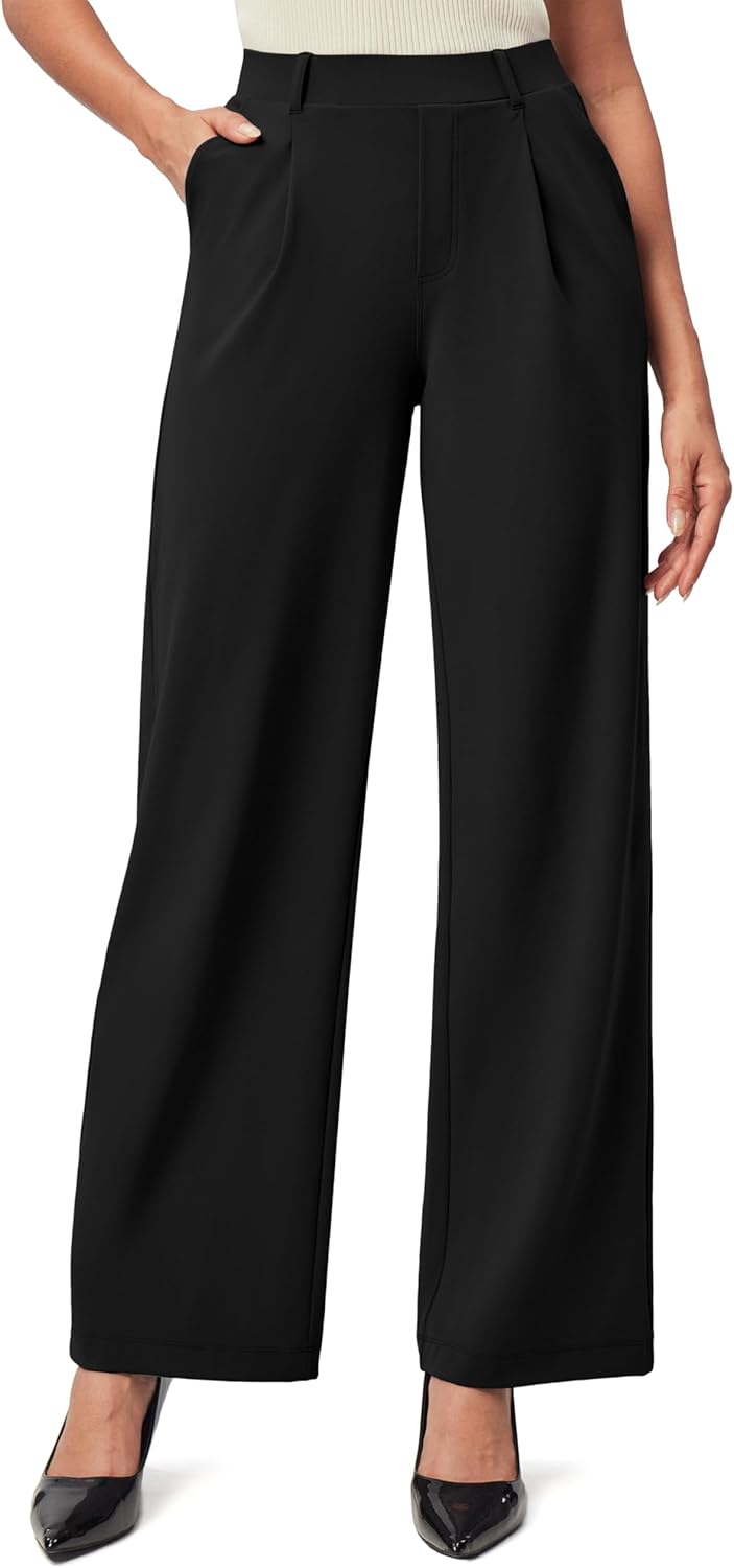 IUGA Womens Dress Pants Wide Leg Pull On Stretchy Work Pants