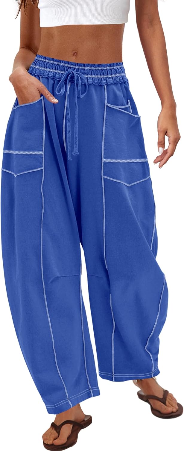 Nirovien Womens Barrel Sweatpants High Waisted Wide Leg Pants