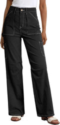 Womens Cargo Pants High Waist Baggy Wide Leg - Stretch Cotton Fit