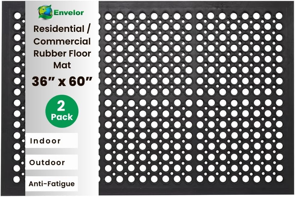 Envelor Anti Fatigue Rubber Floor Mat - Non-Slip 36 x 60 in