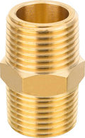 EFIELD Brass Pipe Fittings: 3/8-inch Male NPT Hex Nipple Adapter