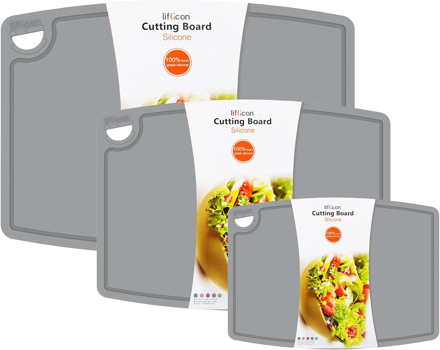 Silicone Thick Cutting Boards Set of 3 Flexible Design for Kitchen
