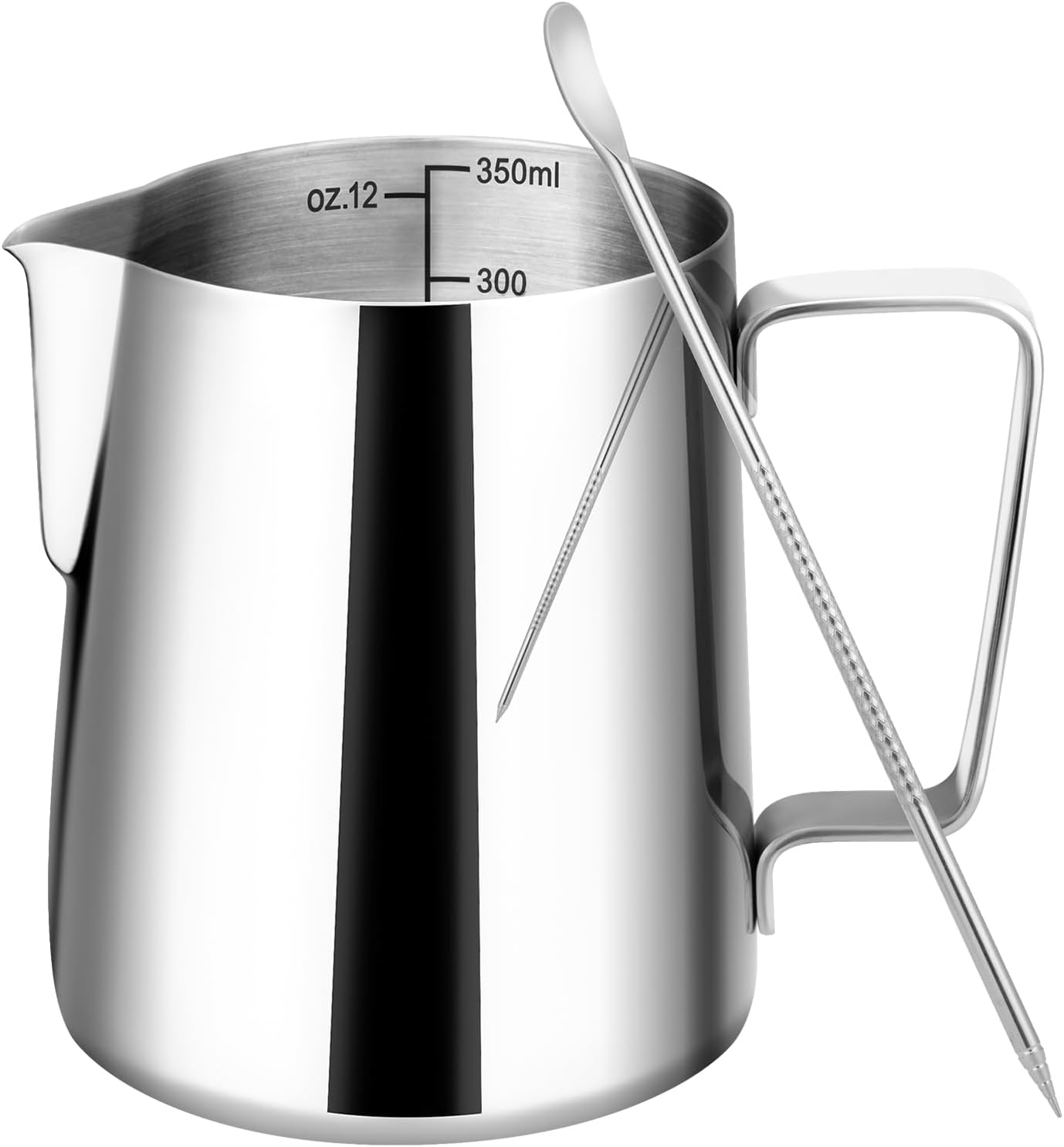 304 Stainless Steel Milk Frother, 12oz Capacity - Barista Essential