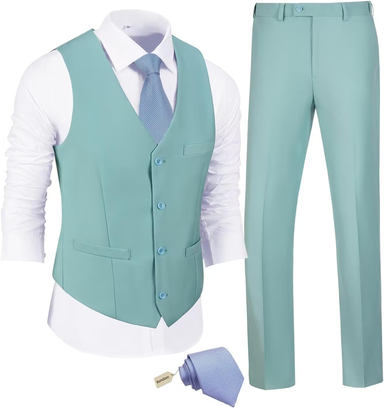 JPF Men's 2 Piece Slim Fit Suit Set with Vest and Tie Included