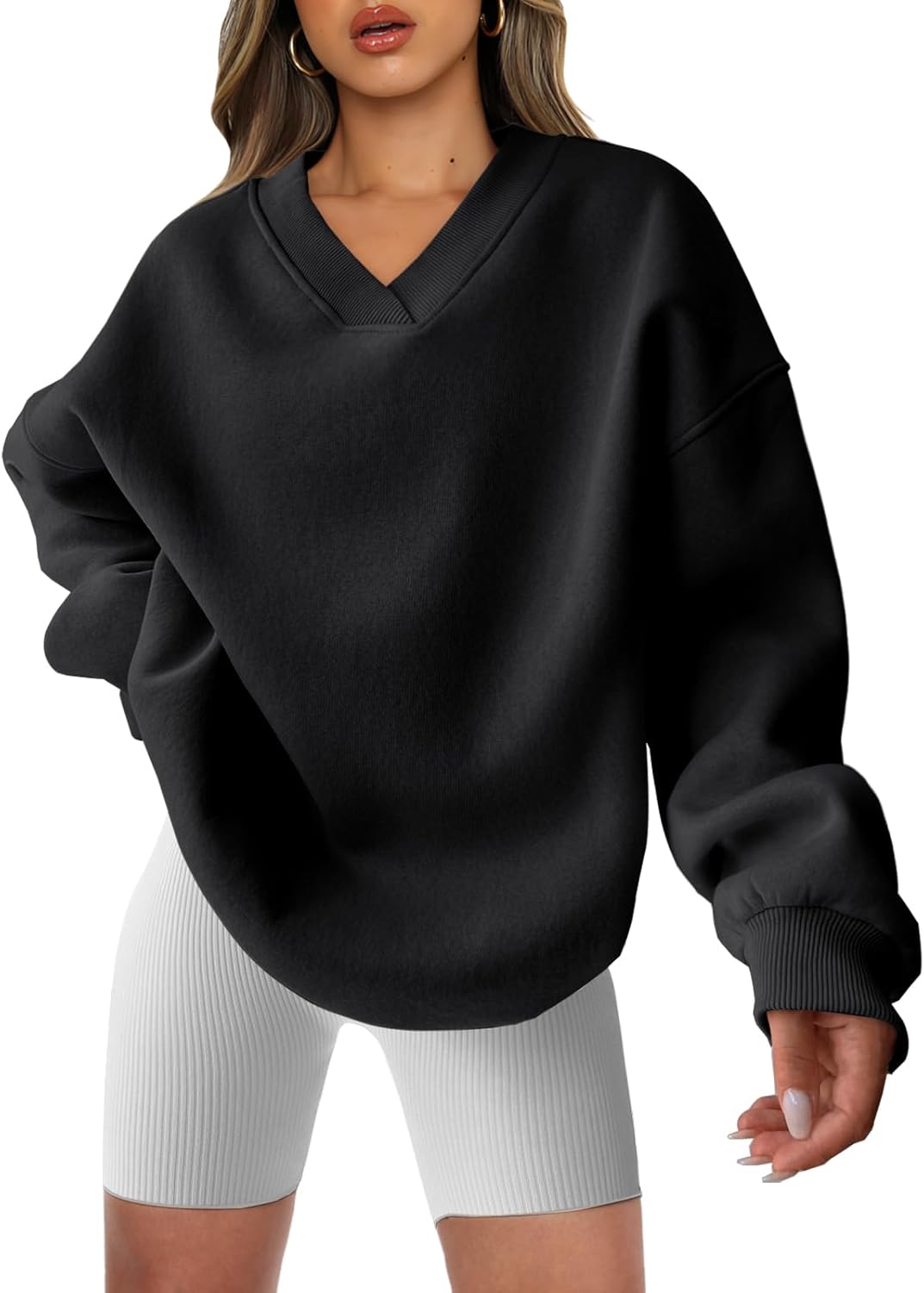 Oversized V Neck Sweatshirt for Women - Comfy and Stylish