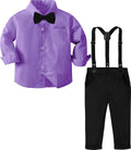 Toddler Boys Suit with Suspender - Soft Cotton Blend Formal Set