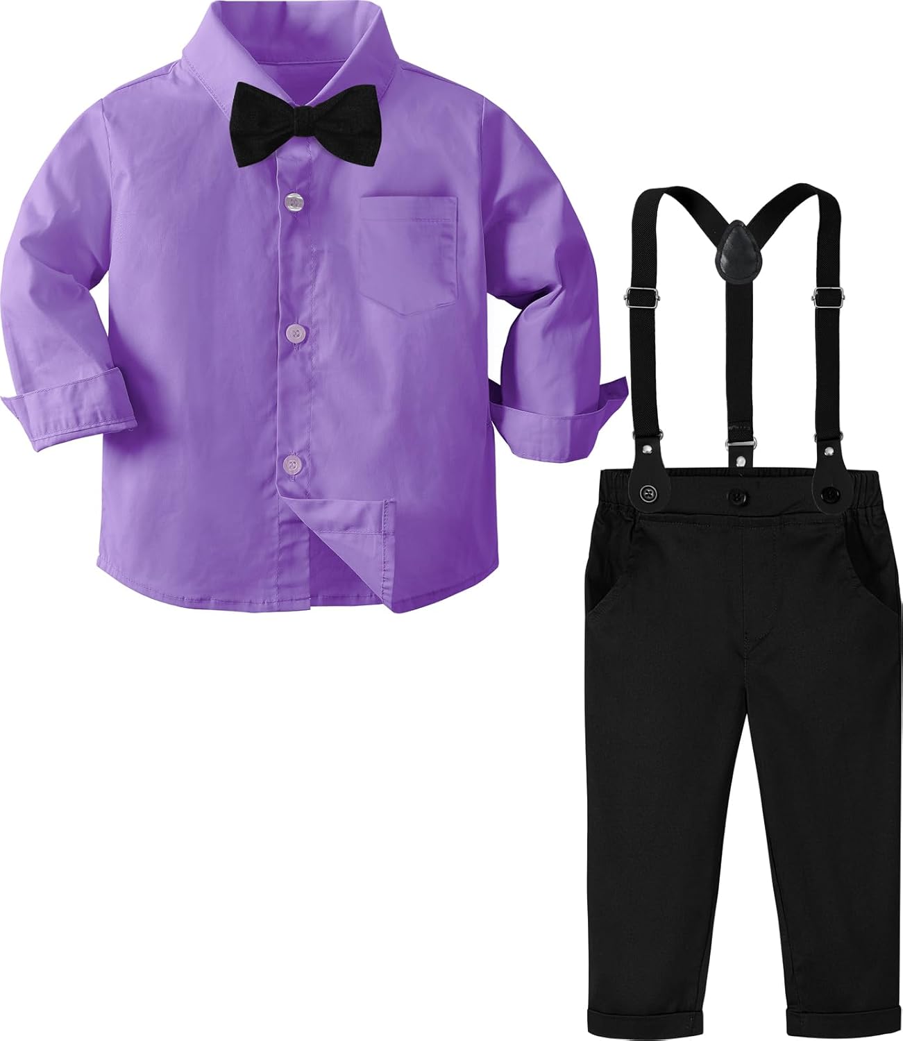 Toddler Boys Suit with Suspender for Formal Events and Parties