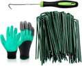 Green Landscape Staples 200Pc 6in Turf Stakes - Heavy Duty Fixing