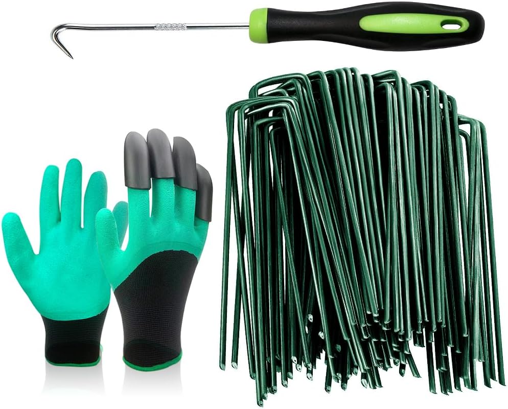 200Pcs 6 Inch Green Landscape Staples for Garden Projects