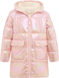Girls Winter Long Fleece Coat Metallic Puffer Jacket - Cozy Shine