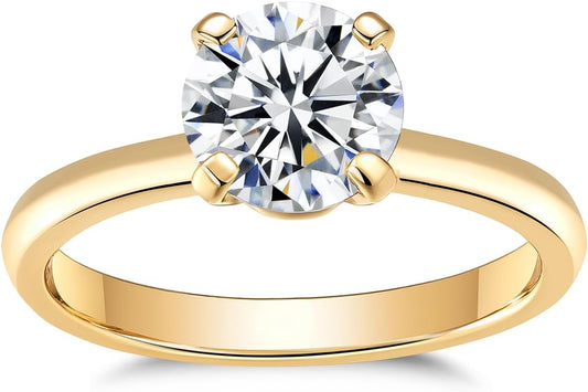 IMOLOVE Solitaire Moissanite Engagement Ring for Women, 1CT D Color