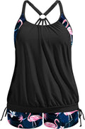 Plus Size Tankini Swimsuit Two Piece - Tummy Control Blouson Clothing