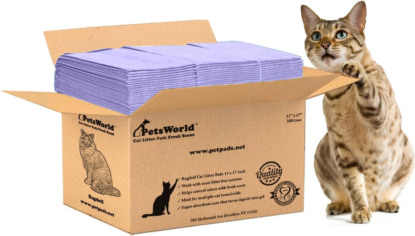 Long-lasting Freshness: PETSWORLD Cat Pads Refills - 200 Count