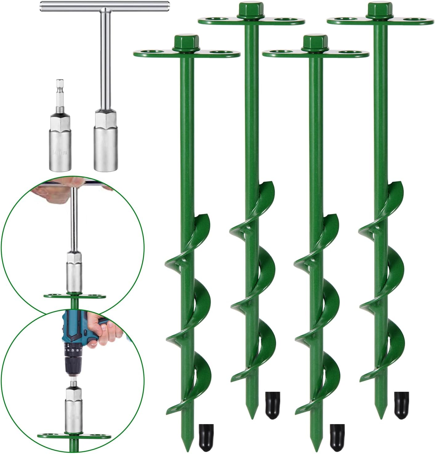 Secure Anywhere: 360 Adjustable Heavy Duty Stakes 4-Pack