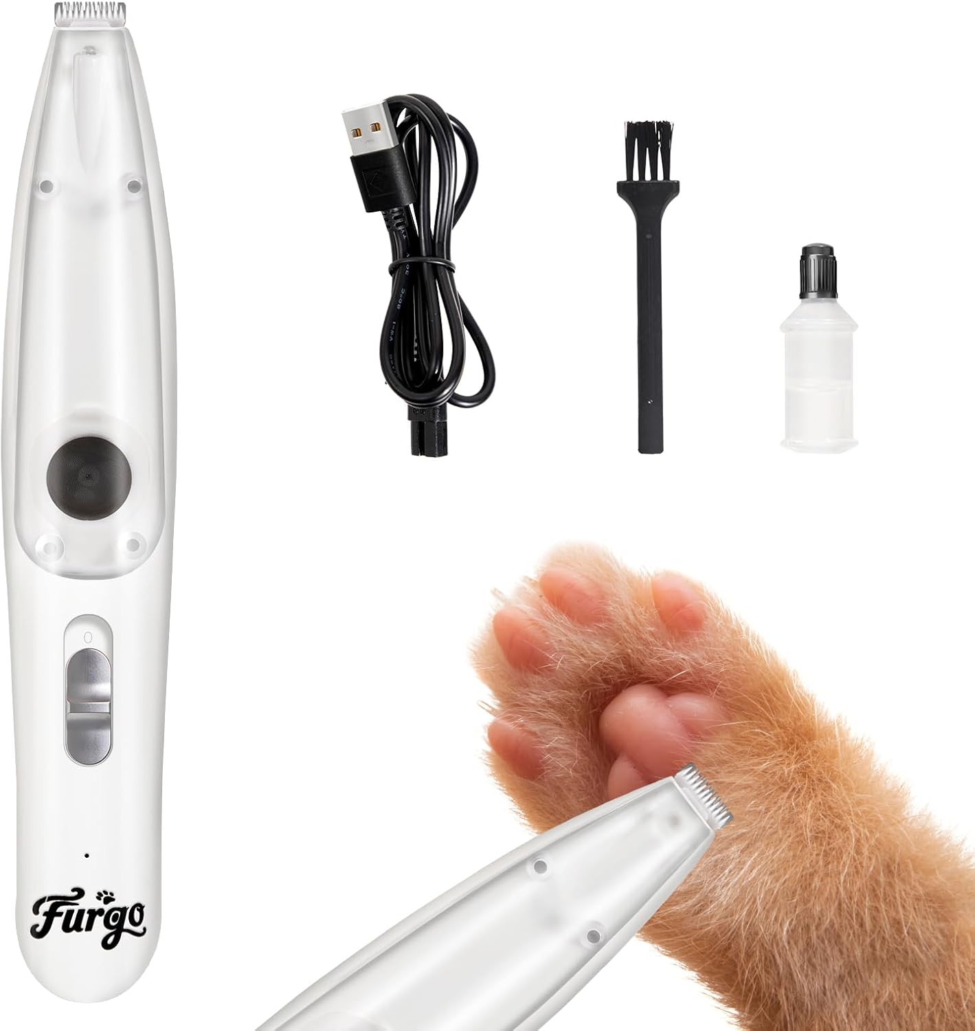 FURGO LED Paw Clippers: Low Noise, 2-Speed Grooming, Vacuum Storage