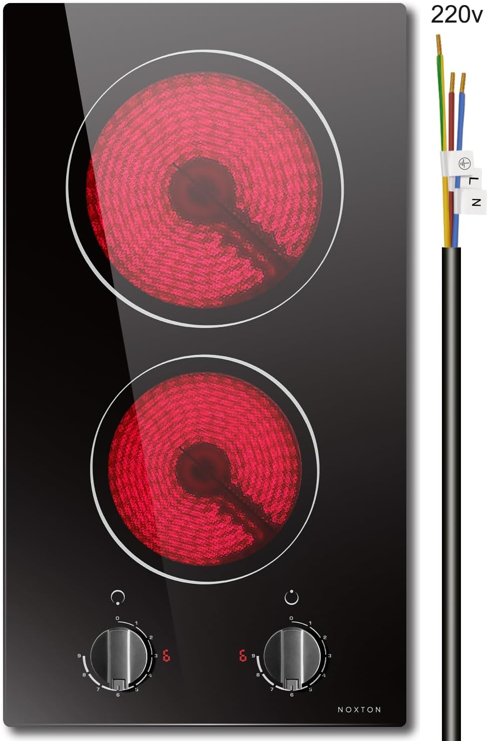 2 Burner Electric Cooktop with Knob Control for Easy Cooking