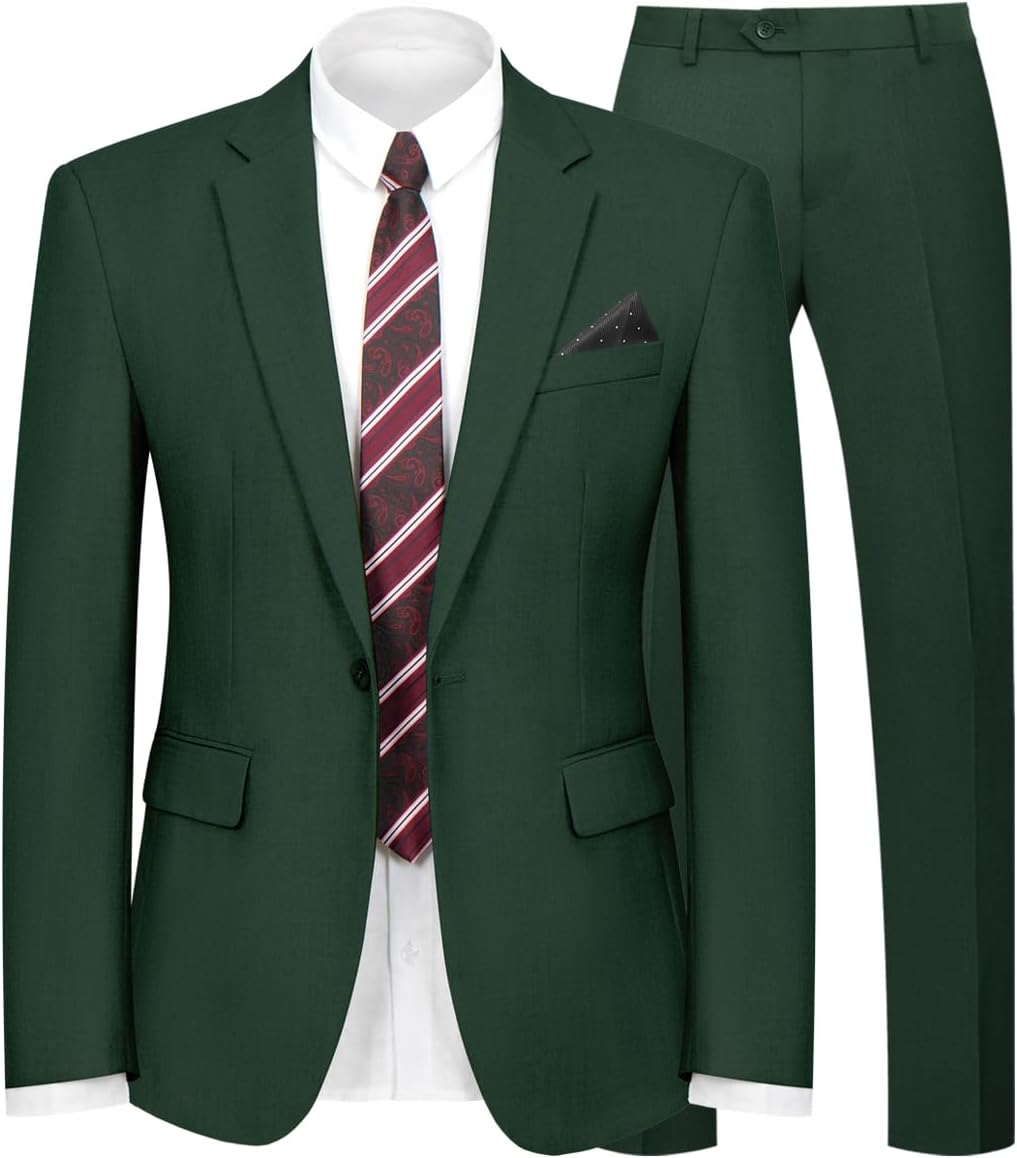 2 Piece Men's Suit One Button Slim Fit Blazer and Pants Set