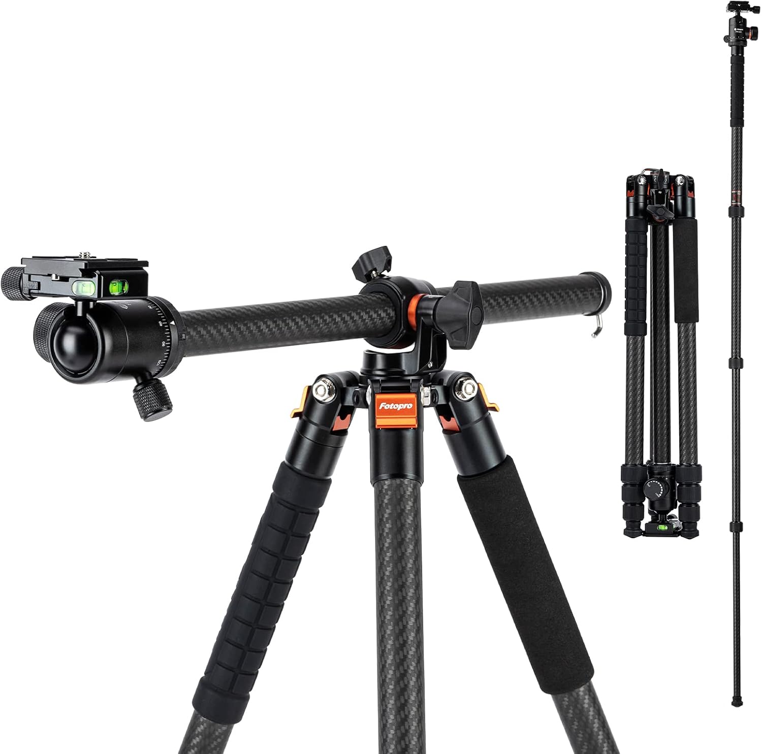 Fotopro Carbon Fiber Tripod: 75 Inch Versatile Camera Support
