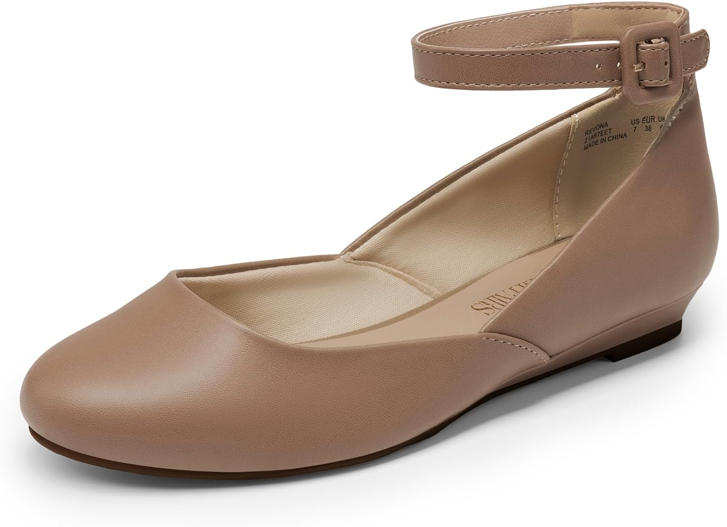 DREAM PAIRS Women's Dress Flats Ballet Low Wedge Ankle Strap