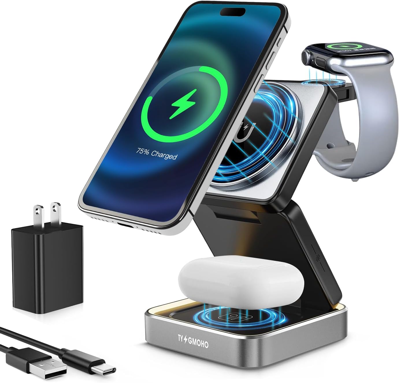 Tyngmoho 3-in-1 Magsafe Charger: Portable Power & Style