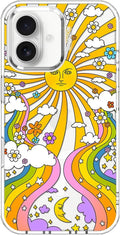 MOSNOVO Case for iPhone 16 Clear Groovy Art - Drop Protection