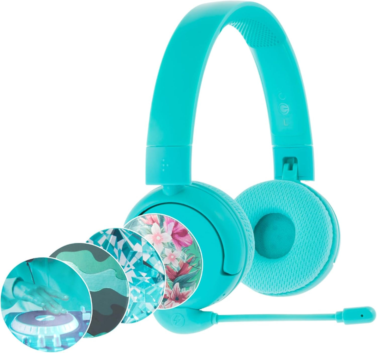 Teal Kids Bluetooth Headphones W/ Boom Mic | Ages 7-12