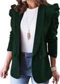 KIRUNDO Women's Puff Sleeve Open Front Blazer - Elegant Casual Fit