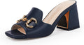 gihubafuil Women's Chunky Heel Peep Toe Mules - Comfortable Spring