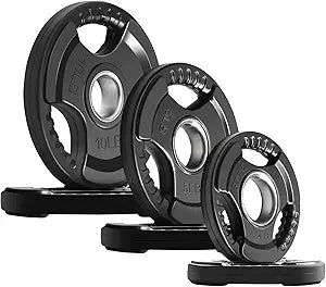 RitFit Weight Plates for Barbell - Olympic Rubber Grip Plates