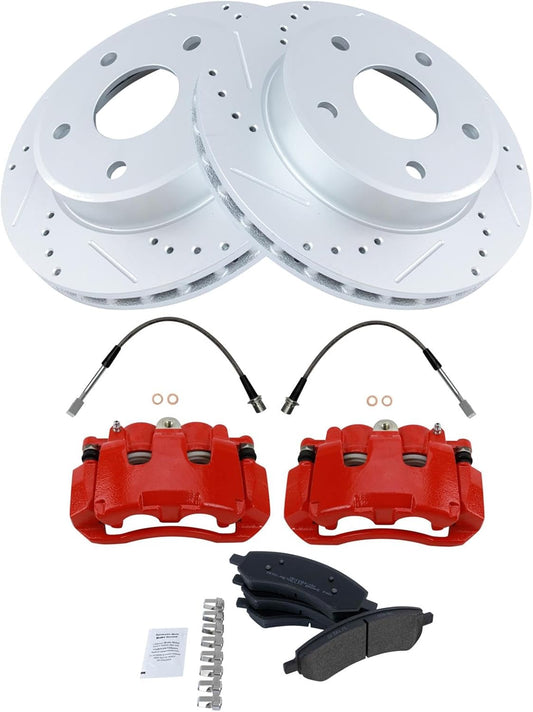 TRQ Front Brake Pad & Rotor Kit for 2009-2011 Dodge Ram Dakota