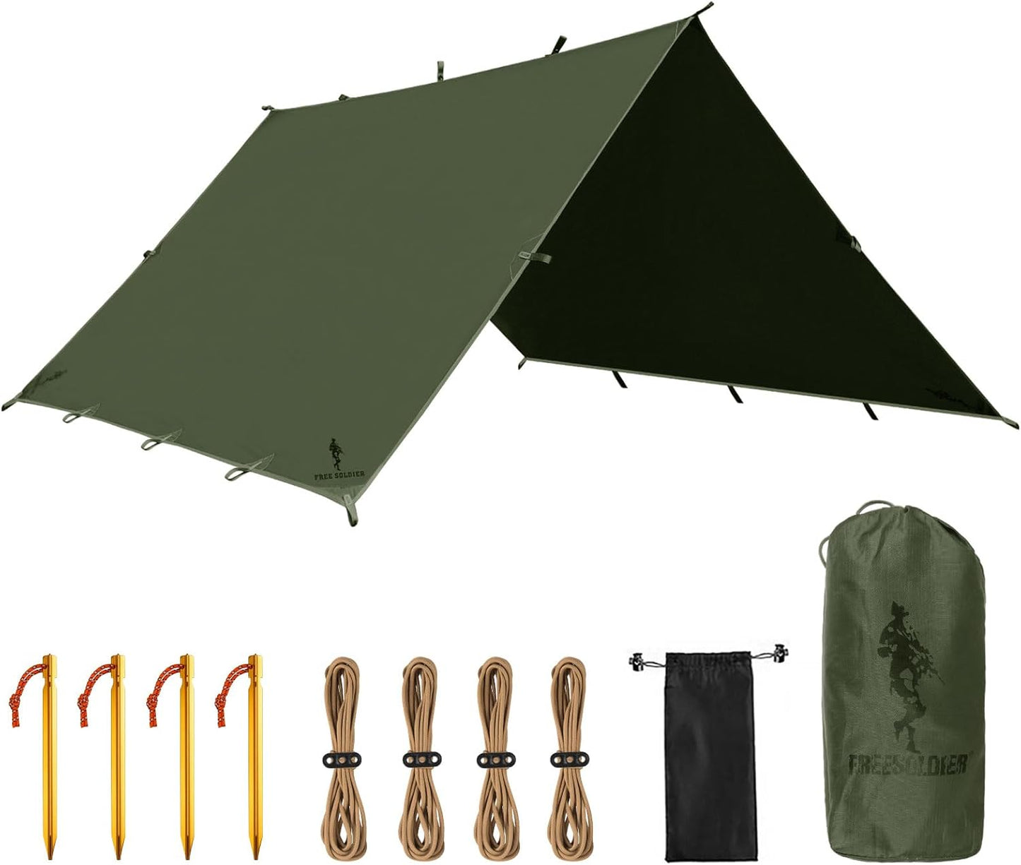 FREE SOLDIER Camping Tarp Waterproof Portable Multifunctional