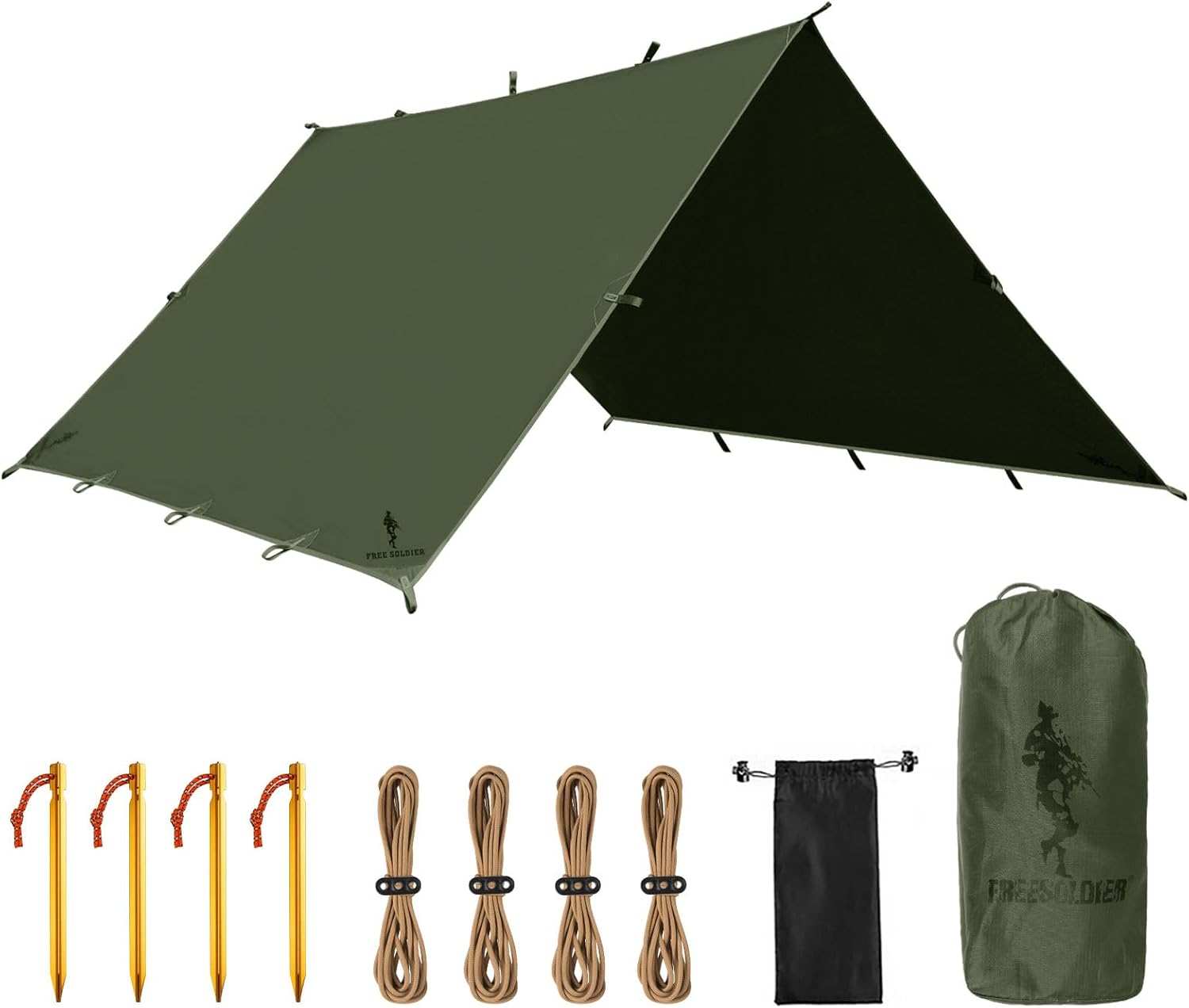 FREE SOLDIER Camping Tarp Waterproof Portable Multifunctional