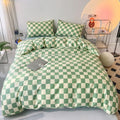 Green White Plaid Comforter Set Full - Sage Checkerboard Bedding
