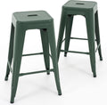 24 Inch Metal Bar Stools Backless Counter Height - Stackable Set of 2