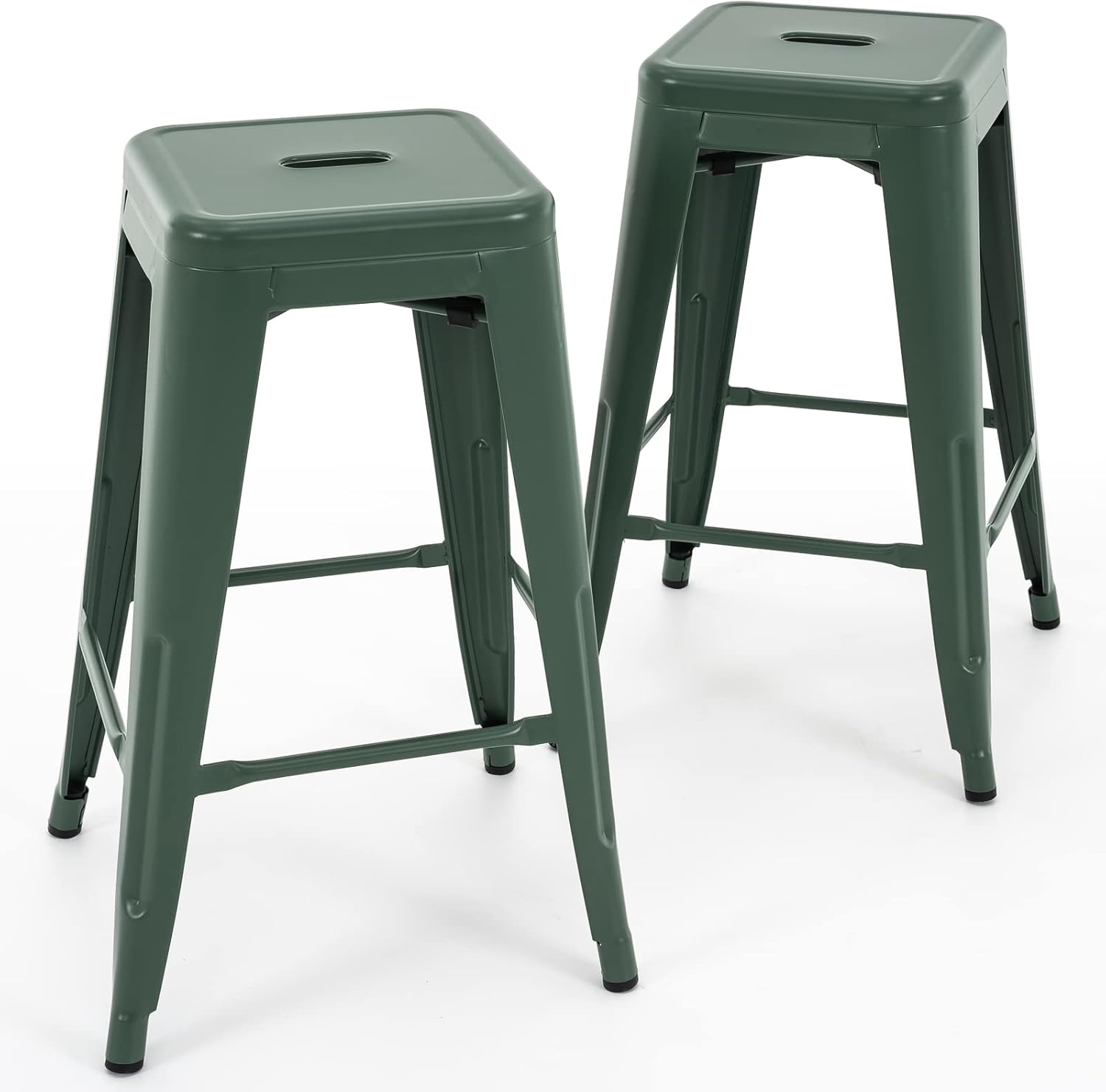 24 Inch Metal Bar Stools for Indoor Outdoor Use, Set of 2
