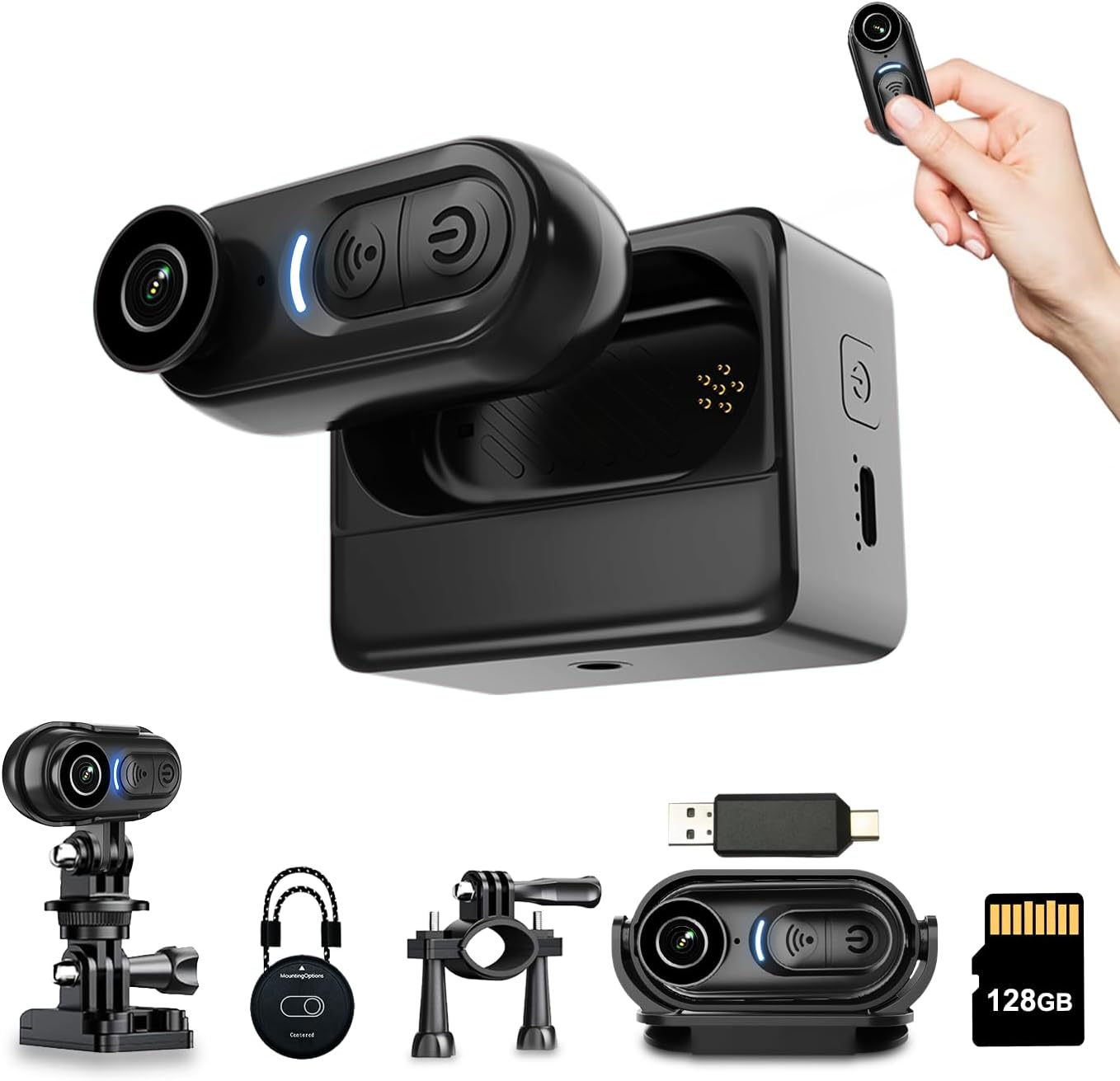 4K Mini Body Camera with 128GB Storage for Action Recording