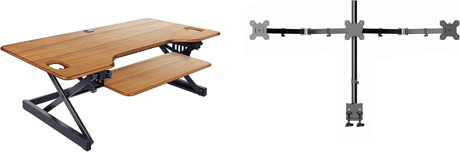 Rocelco 46in Large Height Adjustable Standing Desk Converter Bundle