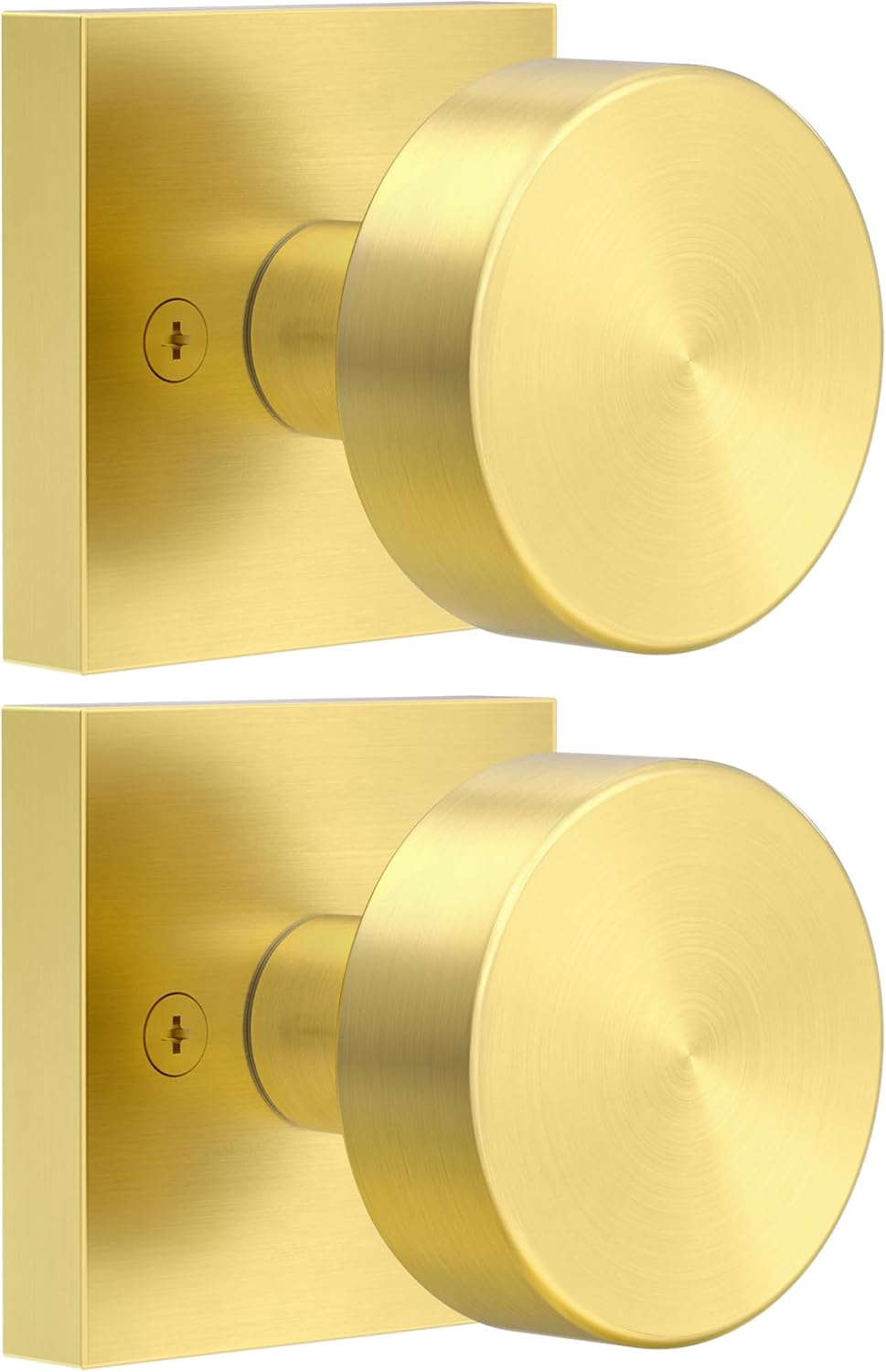 Modern Satin Brass Dummy Door Knobs for Hall and Closet Use